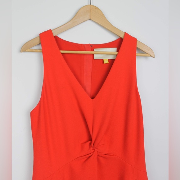 Liefsdottir (Anthropologie) Red Dropped Waist Twist Front Dress - Picture 2 of 7